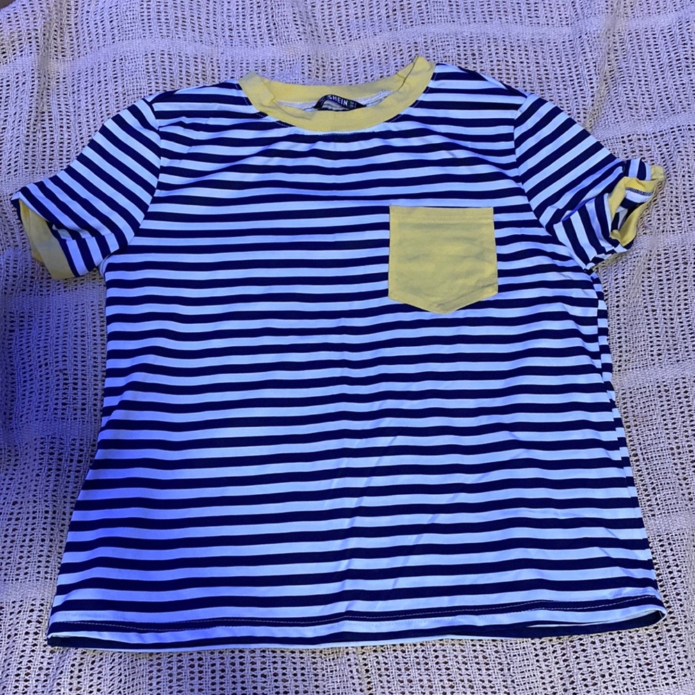 shein, blue and white stripe, t-shirt